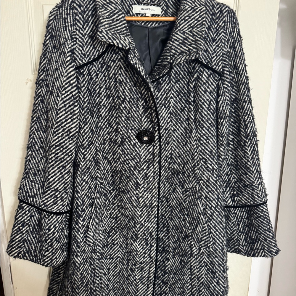 Tanya Hawkes Monochrome Herringbone Trench Coat